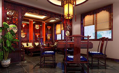 济水街道古典中式风格茶楼包间设计装修效果图